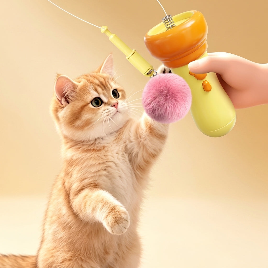 Interactive Cat Teaser ¦ Automatic Ball Launcher with Retracting String